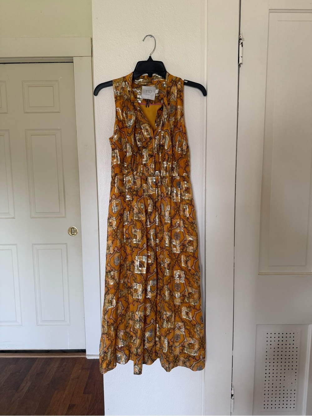 HD in Paris Mustard Yellow Patterned Sleeveless Maxi Dress